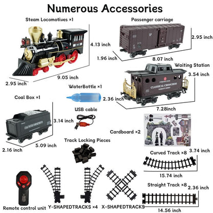 JUGAAD LIFE Train Set for Kids with Adjustable Speed Remote Control Electric Train Toys for Boys Girls RC Train Toys with Smokes, Lights, Sound, Birthday Christmas Gifts for Kids 3 4 5 6 7 Years Old