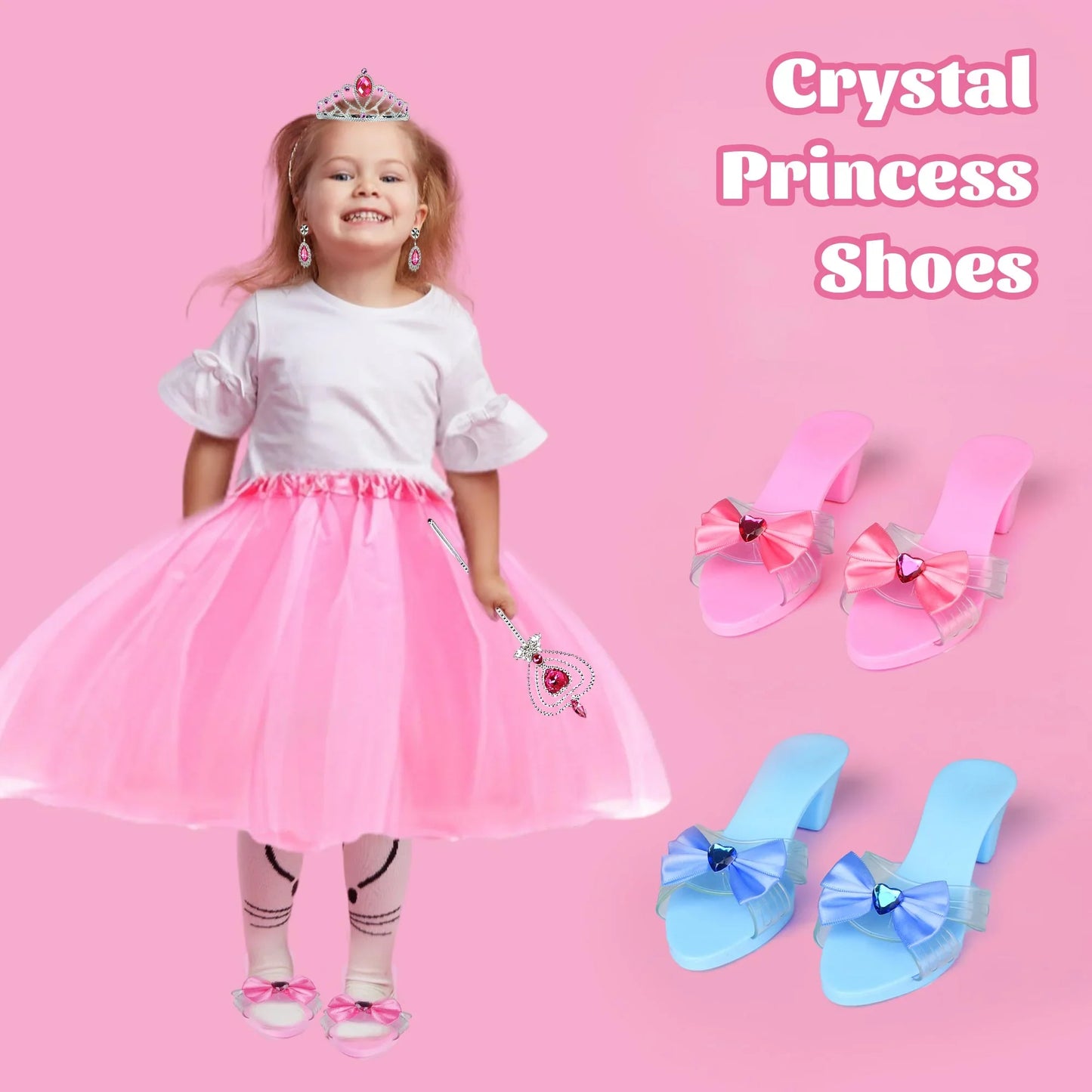 JUGAAD LIFE Princess Toys, Princess Dress up for Girls, Jewelry, Crown and Shoes, Princess Pretend Play Toy Gift For 3 4 5 6 7 Year Old Girls