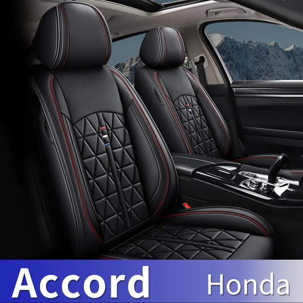 AOMSAZTO Fit Honda Accord 2007-2017 PU Leather Car Seat Cover 6-seat Full Set&nbsp;Compatible Airbag Fit For Split Back Seat Headrest