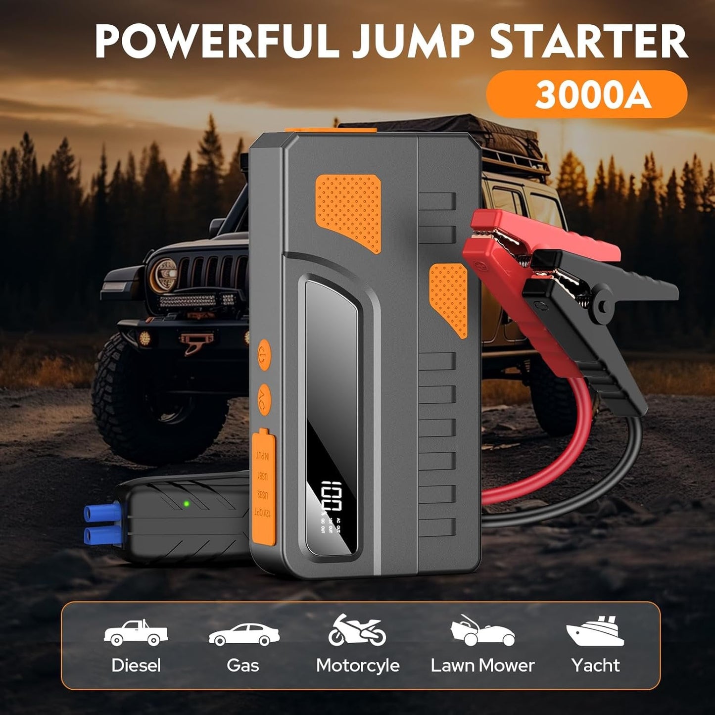 NEX-POW Jump Starter, 12V 4000A Jump Starter Battery Pack for All Gas or Up to 10L Diesel