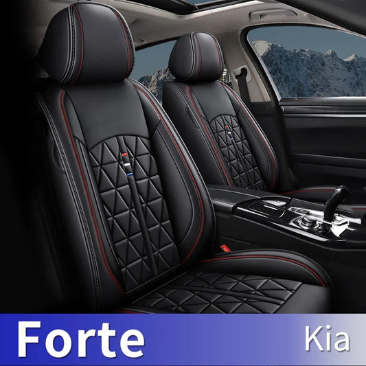 AOMSAZTO Fit Kia Forte 2010-2021 PU Leather Car Seat Cover 5-seat Full Set&nbsp;Compatible Airbag Fit For Split Back Seat Headrest