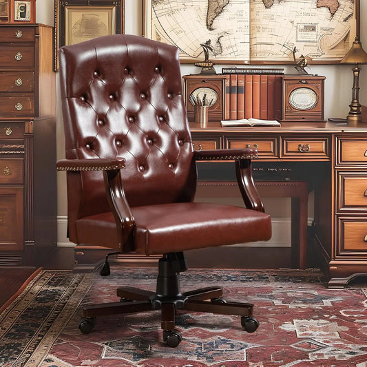 Homhum Executive High Back Office Desk Chair, Adjustable Seat, Brown