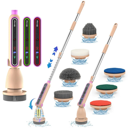 Electric Spin Scrubber 7 Heads Electric Scrubber for Cleaning,Shower Scrubber with Long Handle