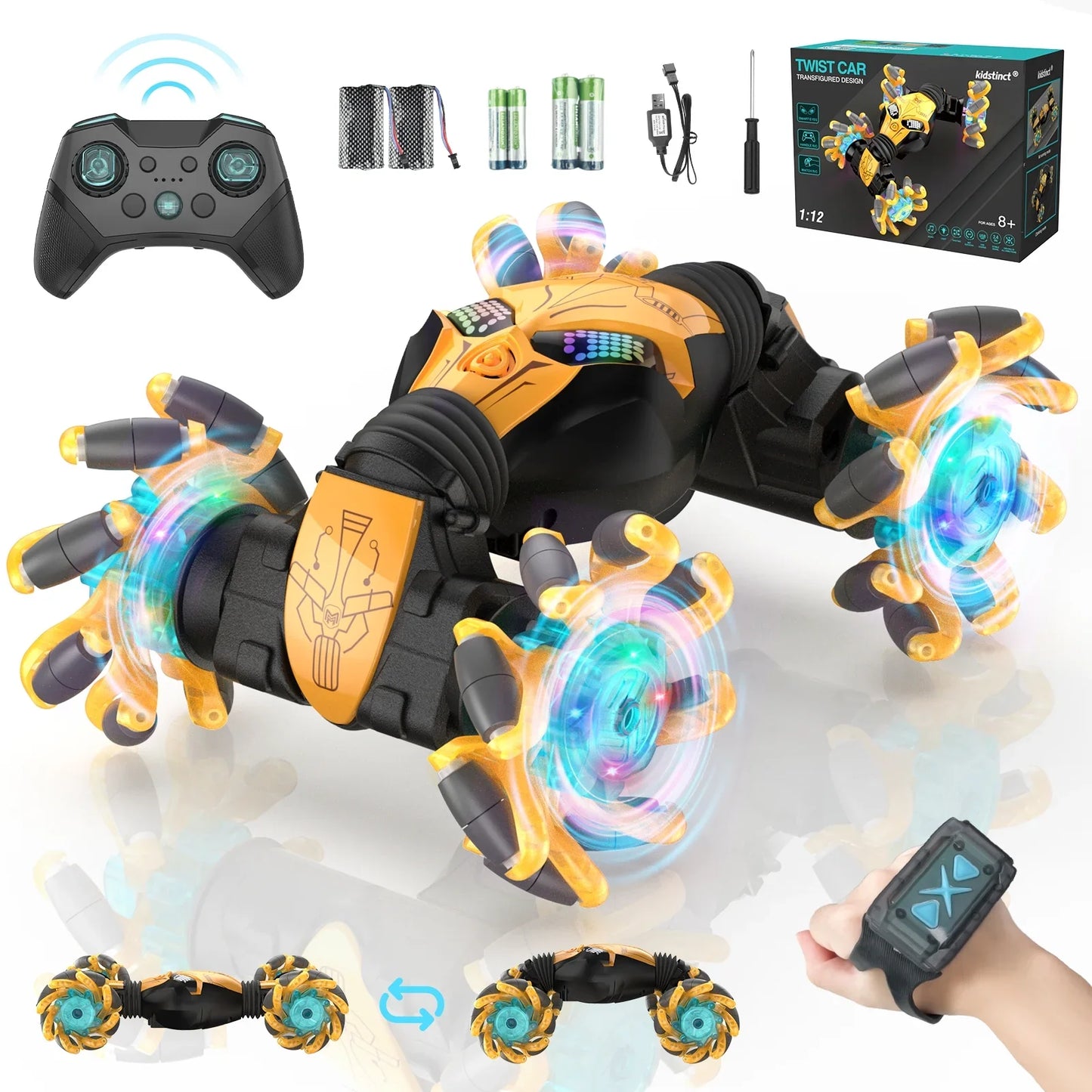 Gesture Sensing RC Stunt Car Toys, 2.4Ghz Double Sided 360 DegreeSpins and Flips Gesture Sensor Toy Cars for 6-12 year Boys&Girls - Best Birthday Gifts for Kids,Controlle Remote Control Twist Cars