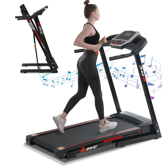 3.5HP Folding Treadmill with Incline 330lb Capacity APP Connected Treadmill, Shock Absorption System, Bluetooth Audio Speakers, Pulse Monitor, 12 Preset Programs Running Jogging Walking Machine