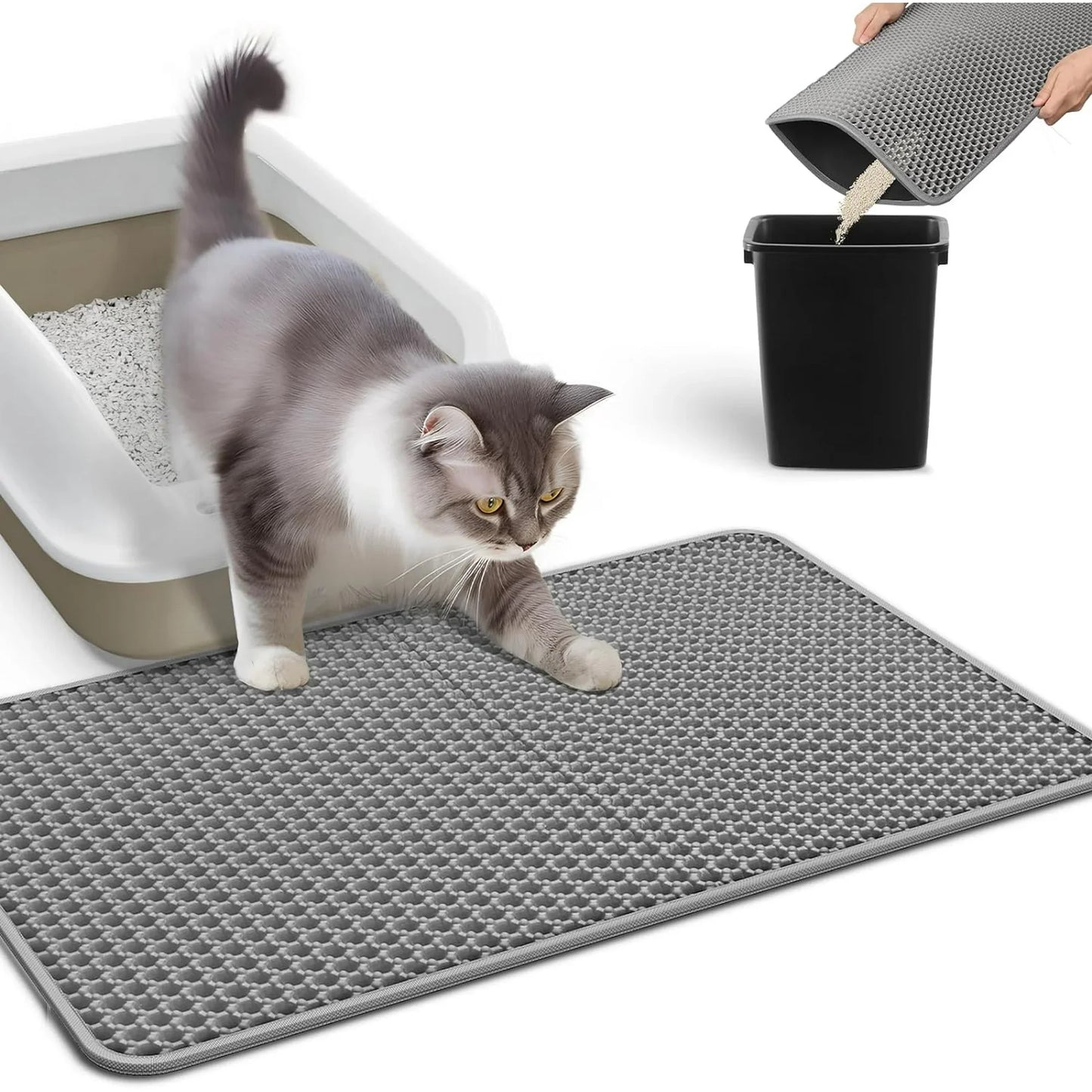 BN-LINK 17" x 23" Cat Litter Mat Trapping Match, Honeycomb Double Layer Design, Urine-Proof and Water Proof, Scatter Control, Easier to Clean & Washable(Gray) (5.0) 5 stars out of 1 review