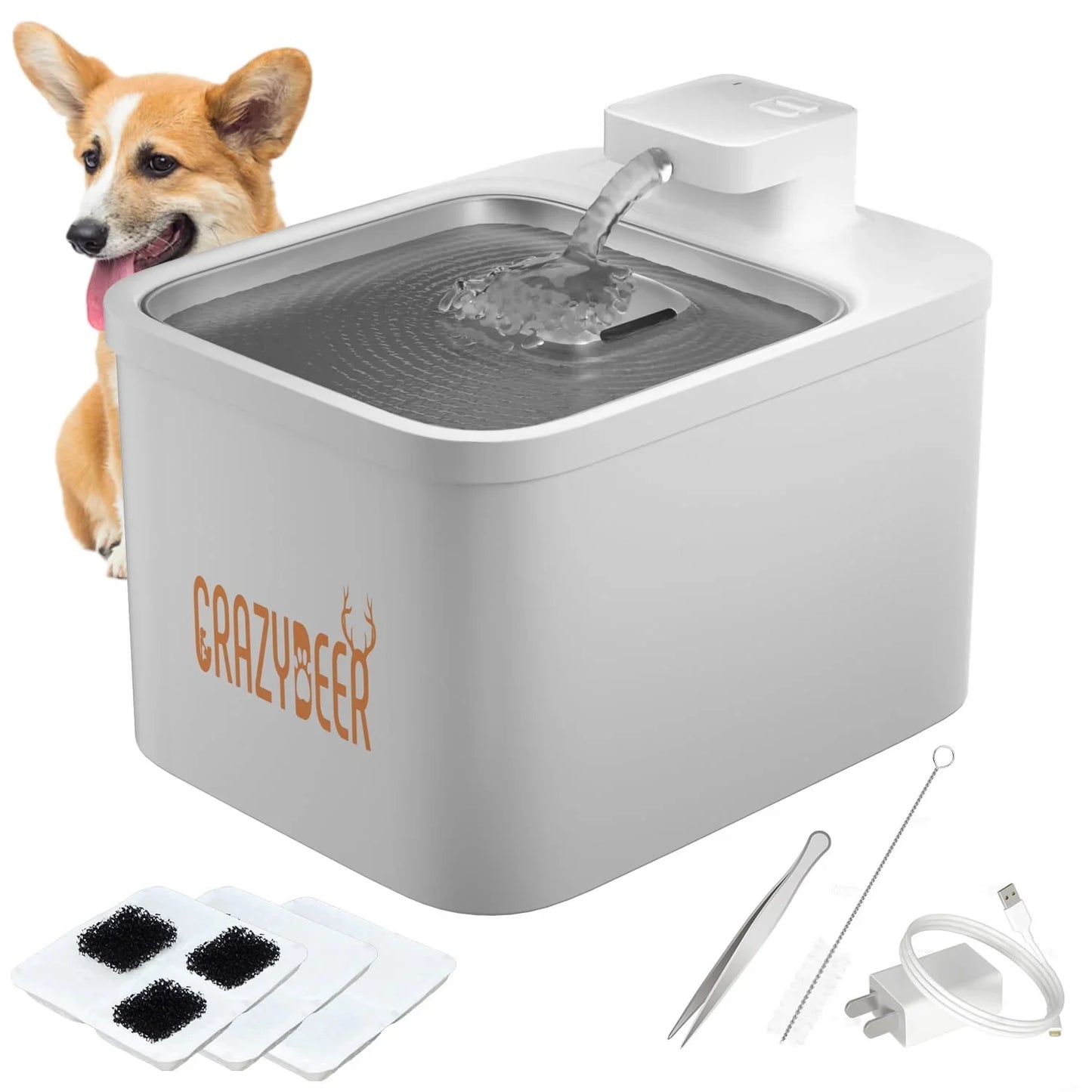 CrazyDeer Cat Water Fountain 4L Automatic Battery Operated Pet Water Fountain