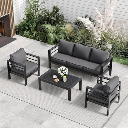 ELPOSUN Aluminum Patio Furniture Set, Metal Patio Furniture Outdoor Couch, Aluminum Patio Chairs