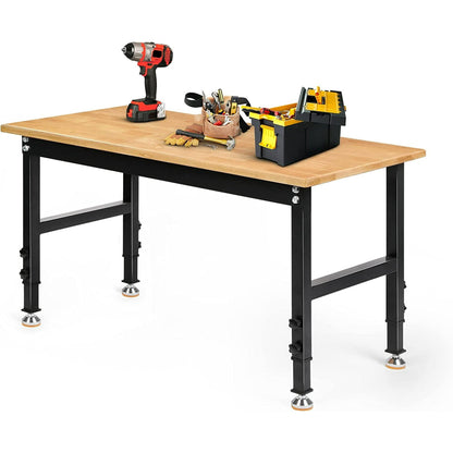 spanspace 48" Adjustable Heavy-Duty Work Bench, Hardwood Top Worktable with Metal Frame & Foot Pads,2000 lbs Load Capacity