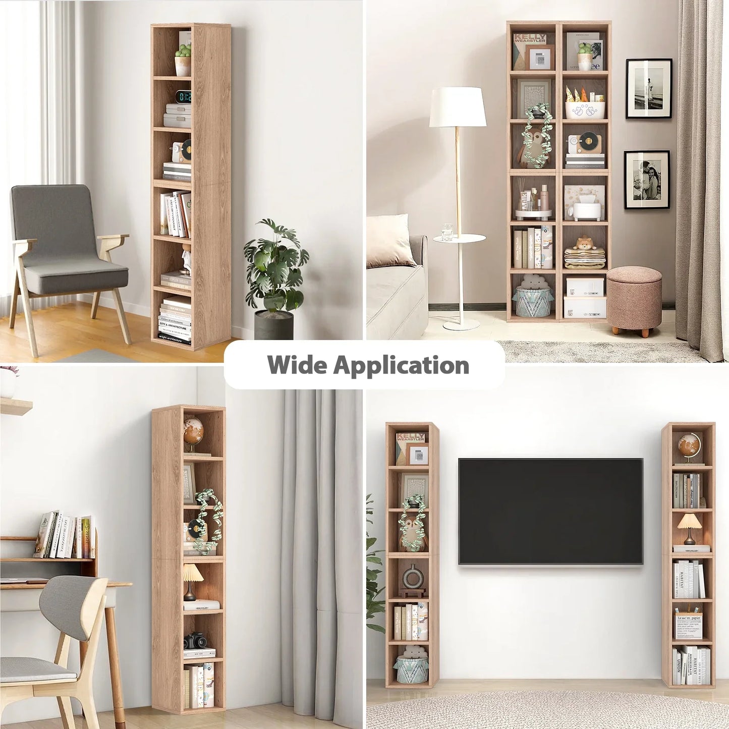 JOZ 6-Tier Open Bookcase and Bookshelf: Stylish Freestanding Display Storage for Bedroom, Living Room, and Office