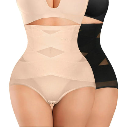 VASLANDA 2 Packs Women Butt Lifter Shapewear Hi-Waist Double Tummy Control Panty fajas Waist Trainer Body Shaper