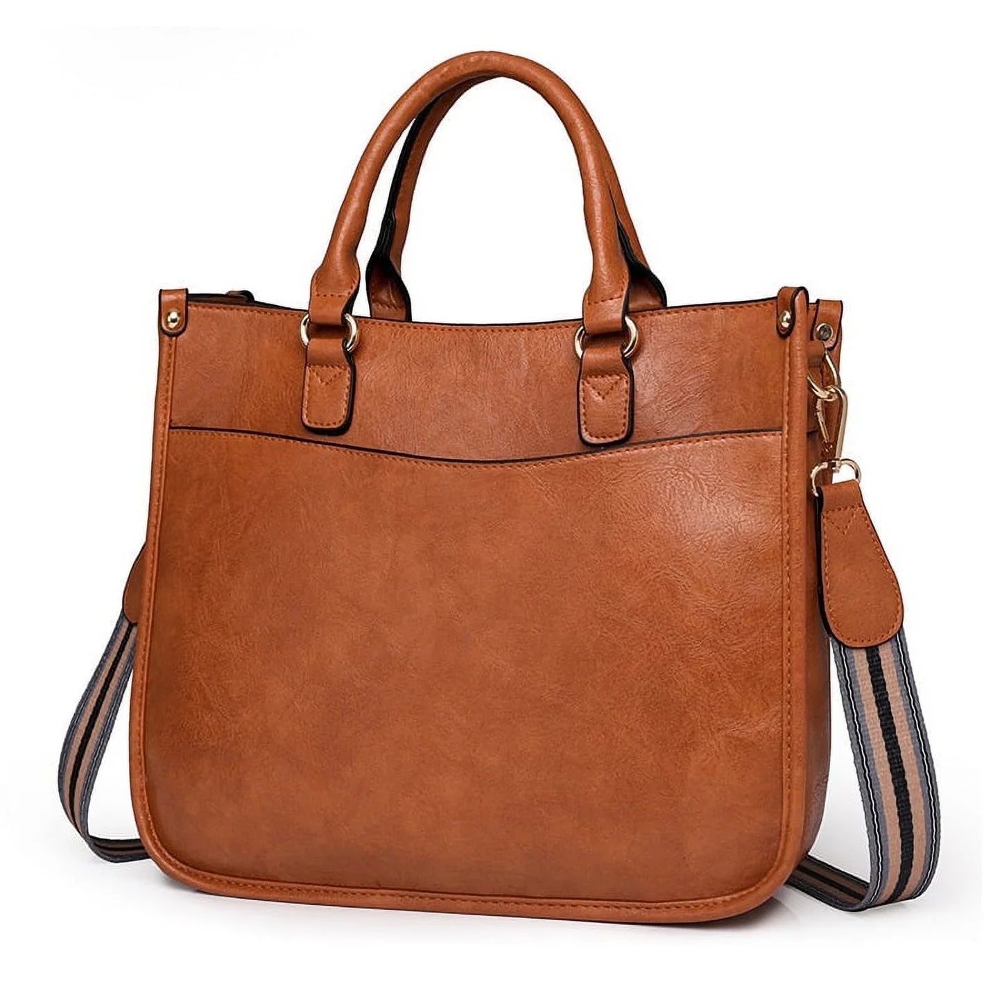 HONGLONG Leather Travel Handbags for Women Convertible Ladies Fashion Casual Work Shoulder Bags Brown