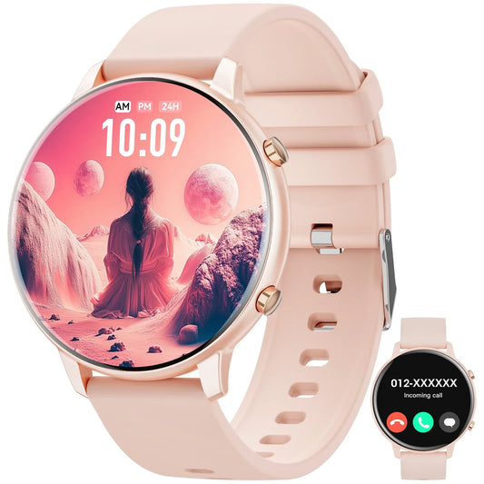 2024 New Women'S Smart Watch, 1.39-Inch Round Screen, Multiple Movement Modes, Answering And Making Calls, Information Reminder, Smart Watch For Android And Ios (Pink)