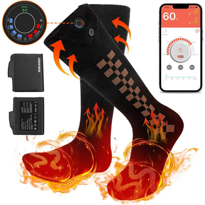 Heated Socks with App Control,7.4V Electric Heated Socks for Men Women,Powered Battery Heated Sox Rechargeable for Motorcycling Skiing Hunting XL