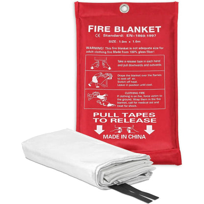 Emergency Fire Blanket for Home - 1 Pack Fire Suppression Flame Retardant Survival Safety Cover Fiberglass Fireproof Blanket for Kitchen Home School House Fireplace Car Office Warehouse 3.3ft x 3.3ft