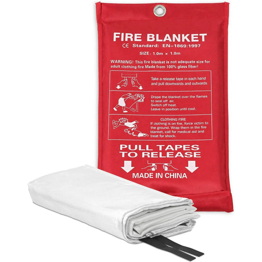 Emergency Fire Blanket for Home - 1 Pack Fire Suppression Flame Retardant Survival Safety Cover Fiberglass Fireproof Blanket for Kitchen Home School House Fireplace Car Office Warehouse 3.3ft x 3.3ft