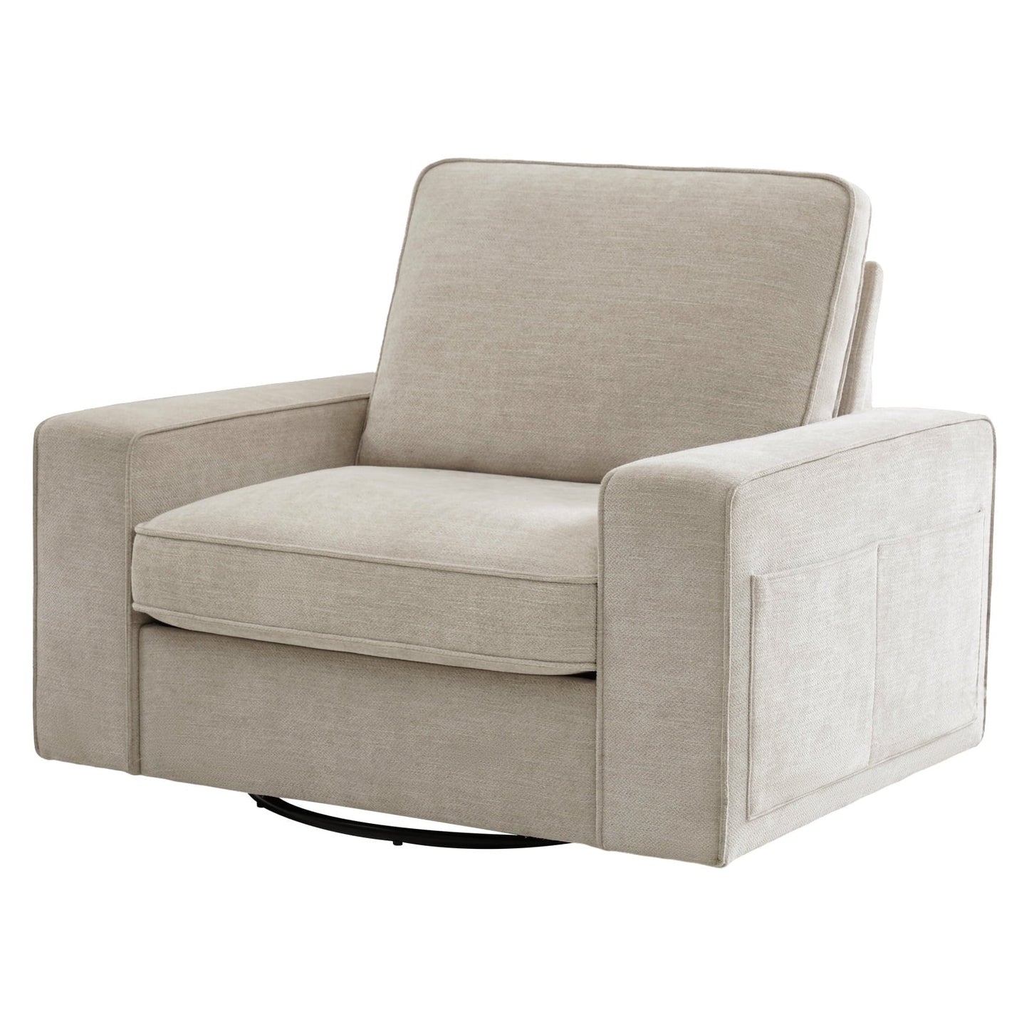 BEDHOURS Swivel Accent Chair for Living Room and Bedroom Modern Fabric Armchair (Beige)