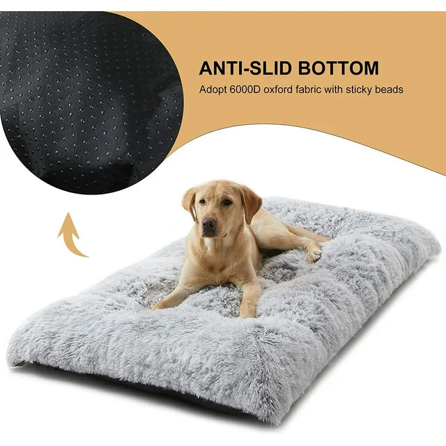 Reyox Large Dog Bed, 41 x 27 inch Plush Dog Cage Bed Fluffy, Washable Dog Mat with Non-Slip Bottom for Large and Medium Dogs