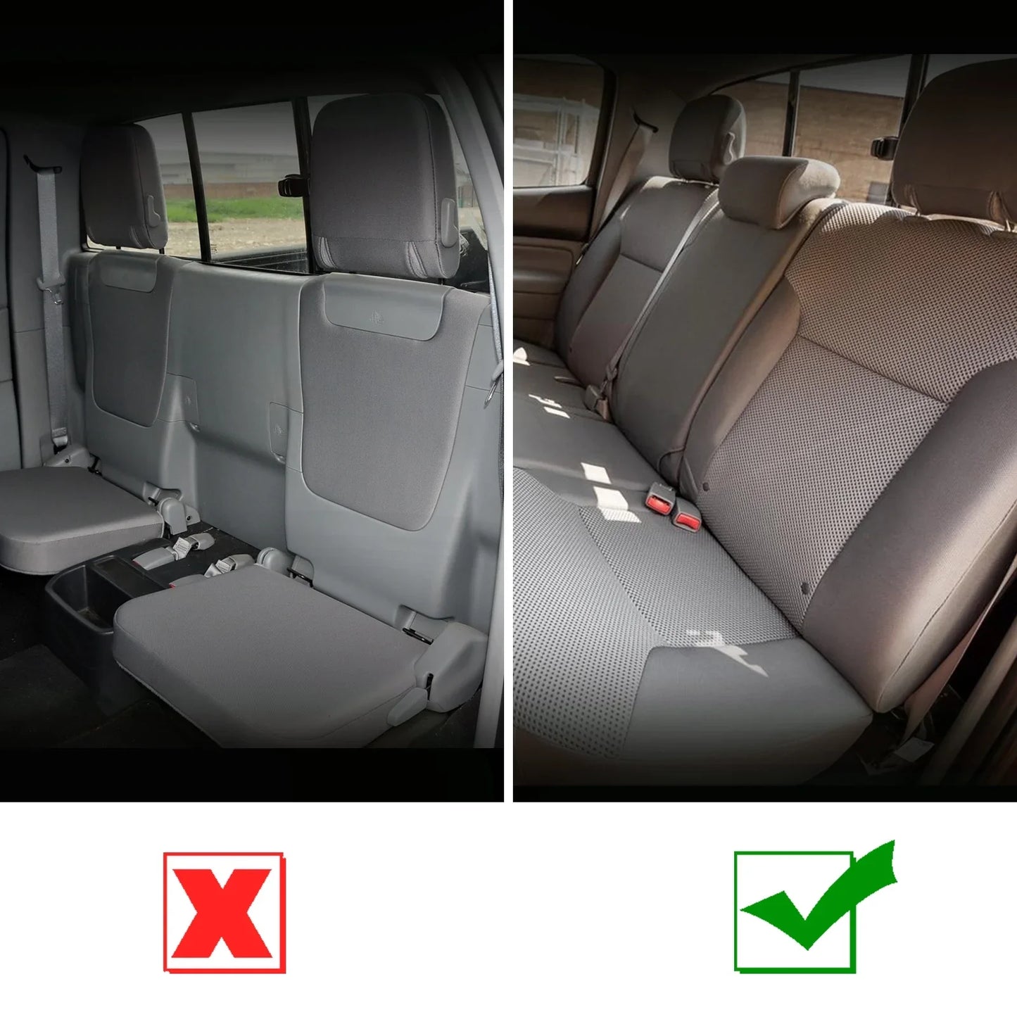 AOMSAZTO Car Seat Covers For Toyota Tacoma 2016-2022 Black Full Set PU Leather Double Cab 2nd Row 60/40 Split Waterproof