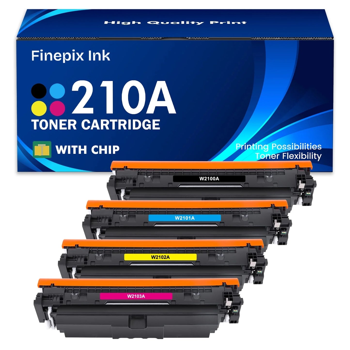 210A Toner Cartridge (With Chip) Compatible for HP 210A 210X W2100A W2100X 4301fdw 4-Pack HP Color LaserJet Pro MFP 4301fdw 4301fdn 4201dn 4201dw Printer Ink (Black Cyan Magenta Yellow)