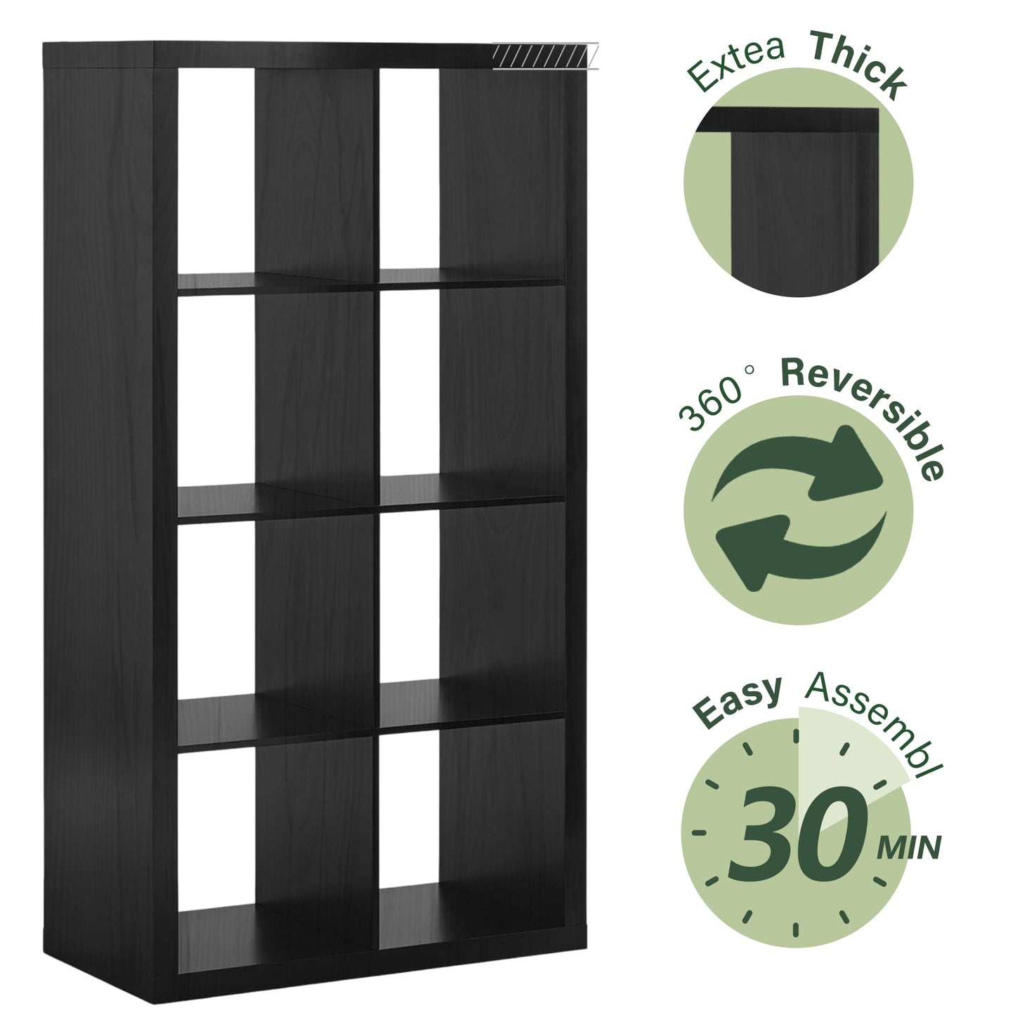 Clipeyh 8-Cube Storage Organizer,Open Back Decorative Bookshelves,Black