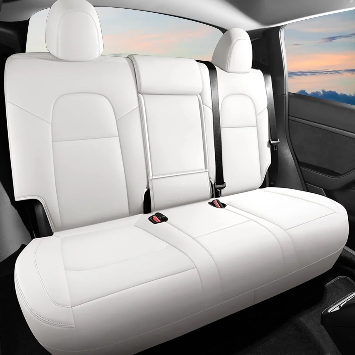 AOMSAZTO Custom 5-Seat Covers Fit for Tesla Model Y 2023 2024 Full Set Faux Leather Seat Pad