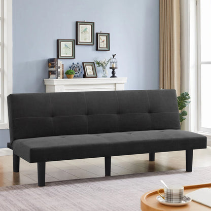 Modern Faux Suede Futon Sofa Bed,70" Convertible Sleeper Sofa Bed with 3 Adjustable Backrest Angles,Futon Couch Loveseat for Small Place,Dark Gray