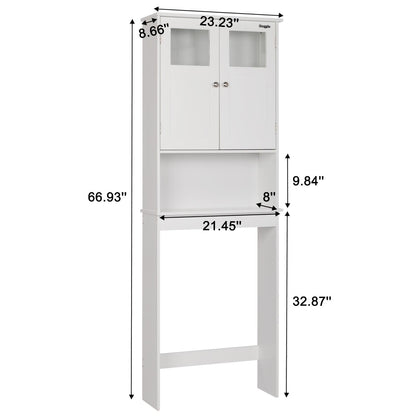 Zimtown 67'' Over the Toilet Bathroom Storage Cabinet, Space saver with 2 Doors and 3 Adjustable Shelf, White