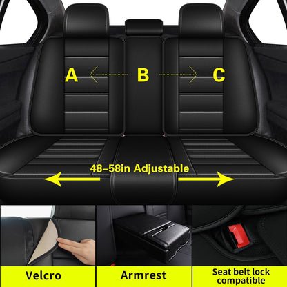 AOMSAZTO Fit For Hyundai Sonata 2004-2014 Faux Leather Car Seat Cover 5-seat Full Set,Compatible Airbag Fit For Split Back Seat Headrest