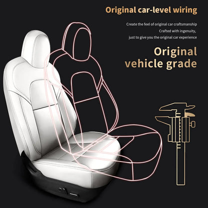 AOMSAZTO Custom Fit Model 3 Car Seat Covers For Tesla 3 2016-2023 Full Set Waterproof White