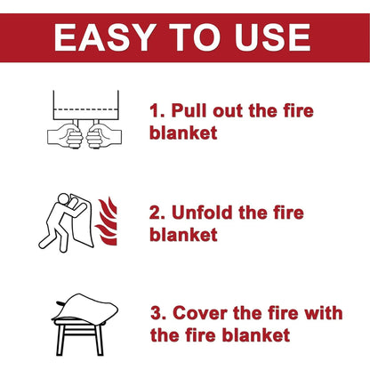 Emergency Fire Blanket for Home - 1 Pack Fire Suppression Flame Retardant Survival Safety Cover Fiberglass Fireproof Blanket for Kitchen Home School House Fireplace Car Office Warehouse 3.3ft x 3.3ft