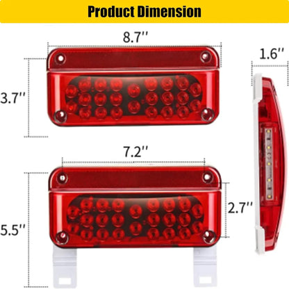 EXERAUO LED Trailer Light Kit RV Tail Light Brake Lights Rectangular RV Exterior Light 53 LED Camper Light with License Plate Holder For Trailer Camper Tractor