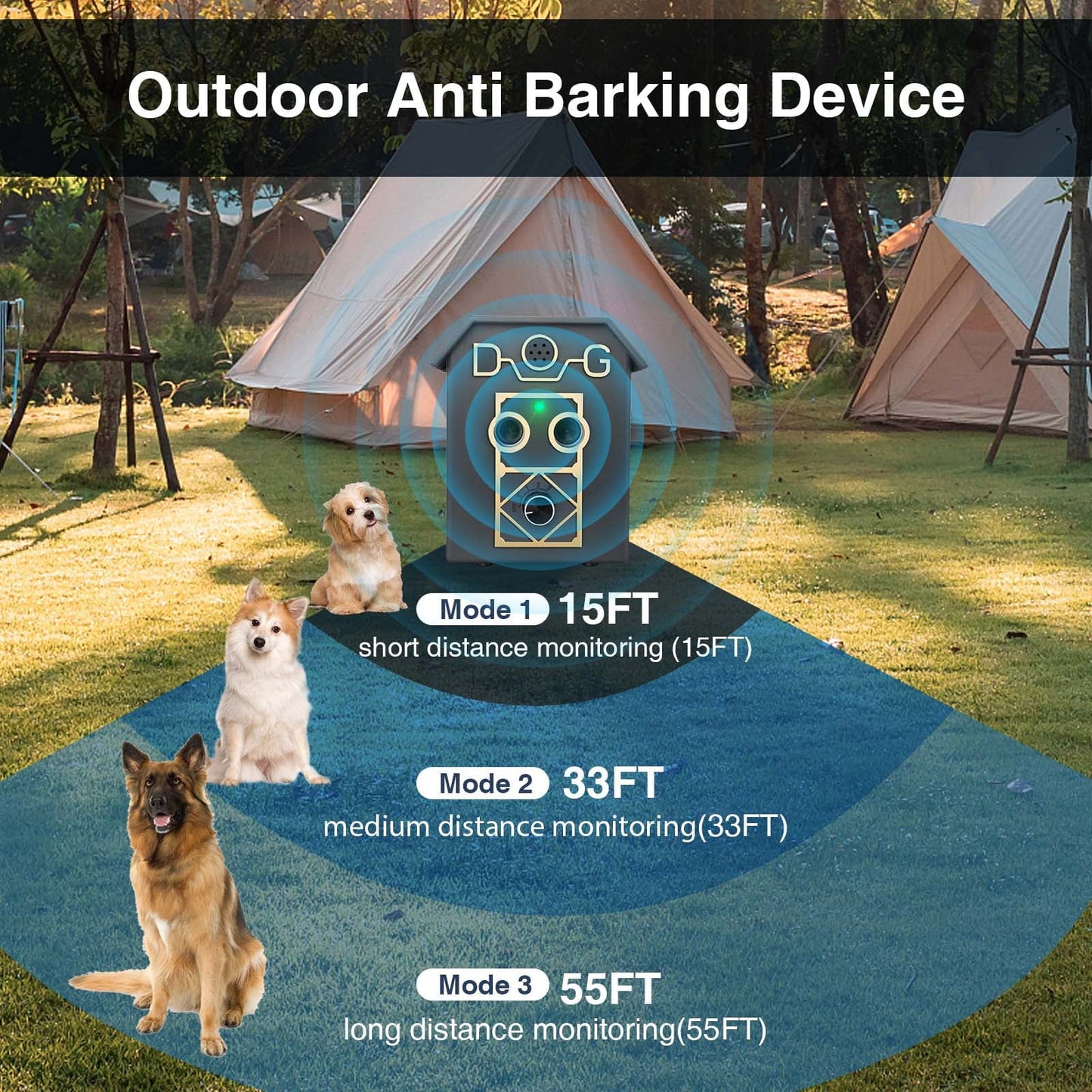 Anti Barking Device, Ultrasonic Dog Barking Control Devices 50 Ft, Auto Waterproof Stop bark Dog Training Tool Indoor/Outdoor Safe Dog Barking Deterrent No Bark Device for Small/Medium/Large Dogs