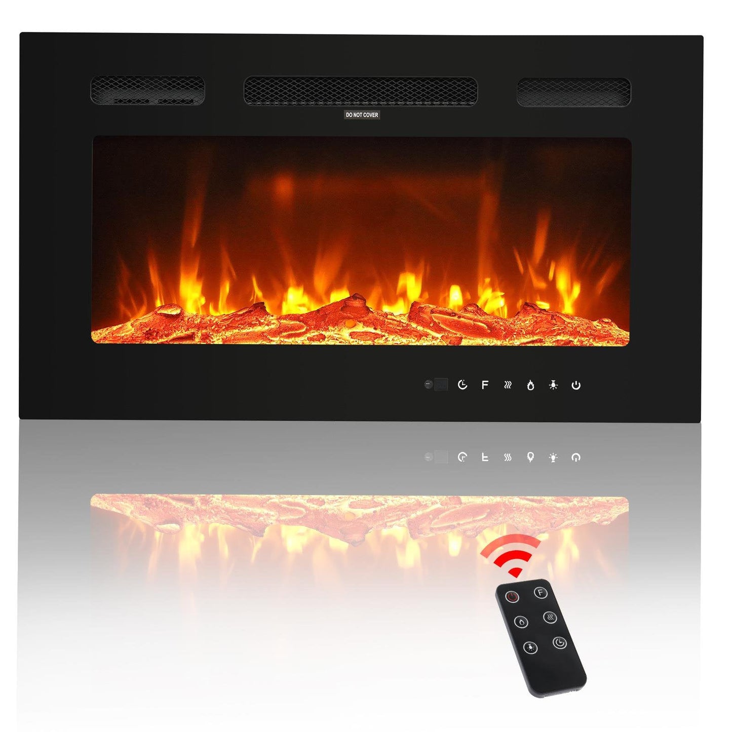 Ktaxon 120V 1500W 30in Embedded Wall-Mounted Fireplace With Remote Control Colorful/12-Color Flam