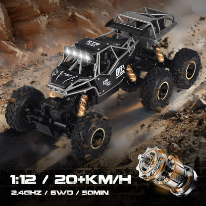 AMTPM 1:12 Remote Control Car, 4WD All-Terrain RC Trucks Max 20KMH with 2pcs Rechargeable Batteries-life 50min, 2.4GHz,Gift for Kids and Adults