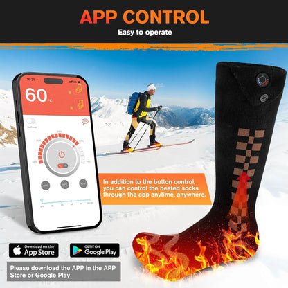 Heated Socks with App Control,7.4V Electric Heated Socks for Men Women,Powered Battery Heated Sox Rechargeable for Motorcycling Skiing Hunting XL