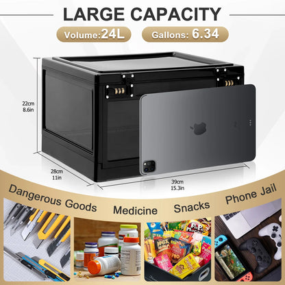 Locbbie Lockable Storage Box, Lock Box for Medicne Safe, Cell Phone Jail for Home/ Office, Single Piece