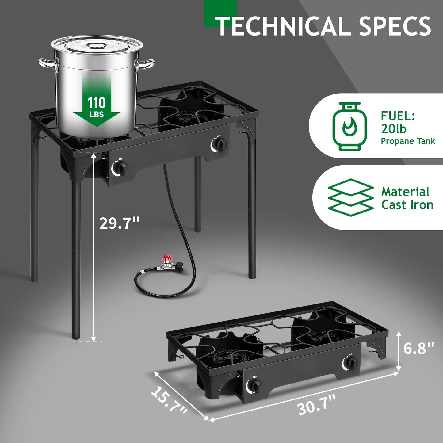 Ktaxon 2 Burner 150000 BTU Cooker Outdoor Camping Picnic Stove Stand BBQ Grill