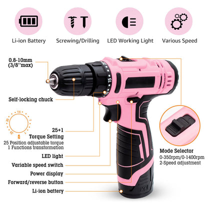 RELOIVE Electric Drill 12V Cordless Drill Electric Screwdriver Mini Wireless Power Driver DC Lithium-Ion Battery P41