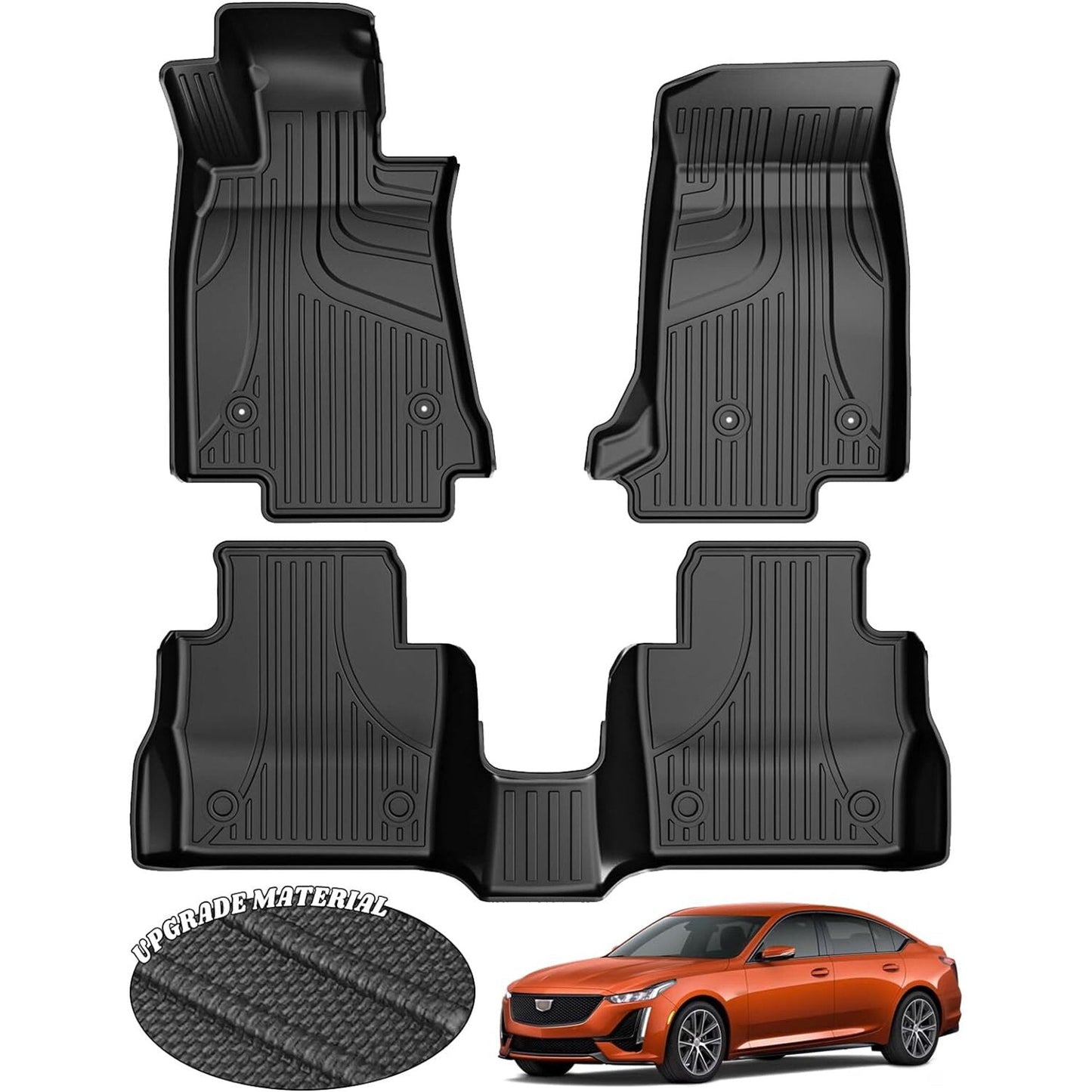 AOMSAZTO Car Floor Mats for Cadillac CT5 2020-2024 All Weather TPE Rubber Floor Liners Carpets