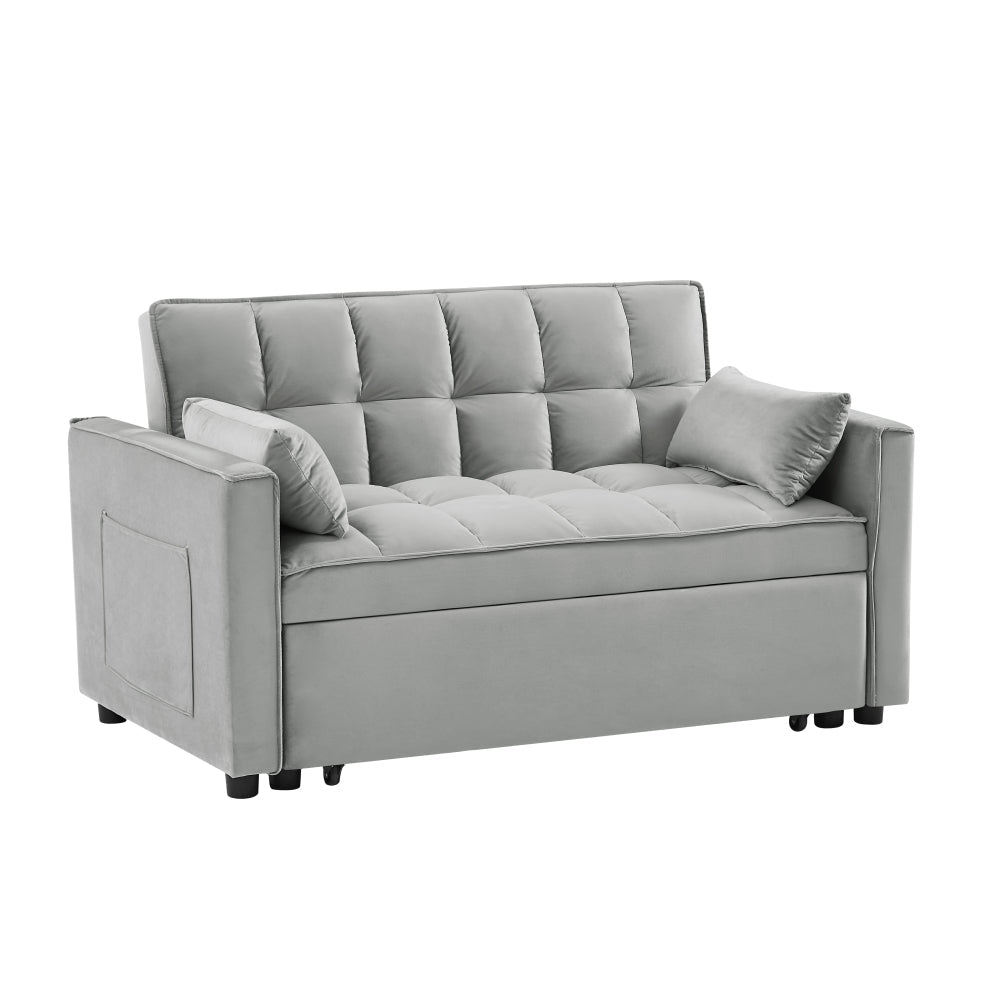 55 inch Convertible Futon Sofa Bed,Modern Loveseat Sleeper Sofa Couch with Pull-out Sofa Bed for Living Room,Small Space - Gray