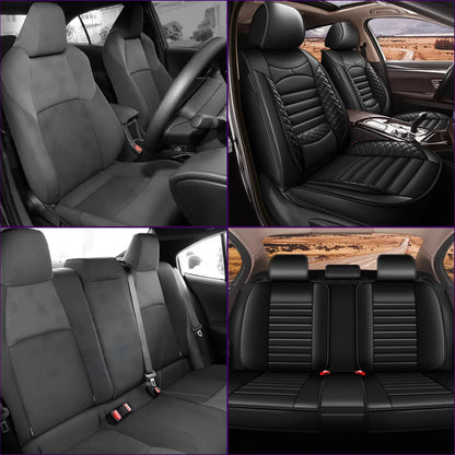 AOMSAZTO Car 5-Seat Covers Front & Rear Full Set Faux Leather For Honda CR-V 2007-2016 Seat Cushion Protector Waterproof Black