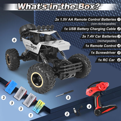 AMTPM 1:12 Remote Control Car, 4WD RC Trucks Max 20KMH with 3x1200mAh Rechargeable Batteries, 75 Mins Runtime, 2.4GHz All-Terrain Remote Control Truck for Adults and Teen Boy Gifts