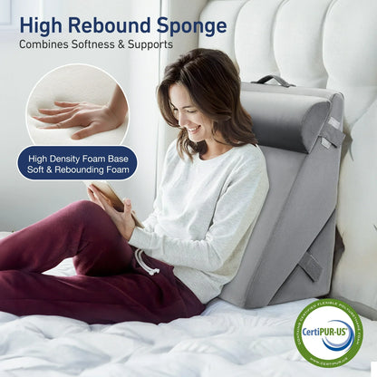 AMTPM Wedge Pillow Set The Detachable Neck Support Can Also Be Used As A Headrest Or Lumbar Support