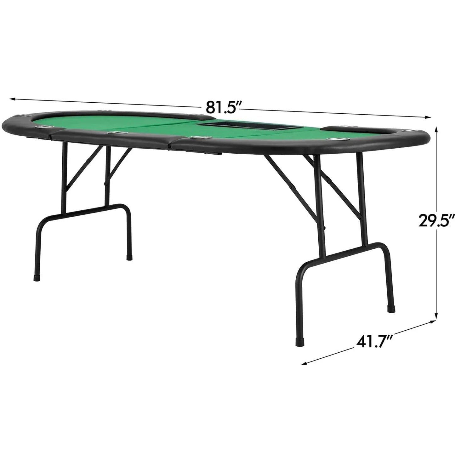 HOMHUM Game Poker Table w/Stainless Steel Cup Holder Casino Leisure Table for 9 Players, Green Felt