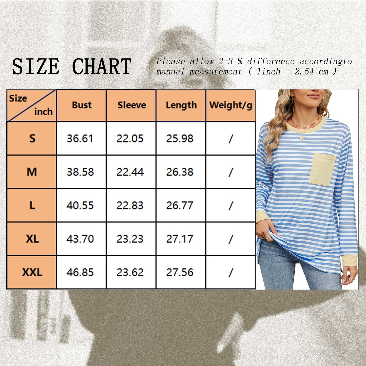 SHIBEVER women sweatshirt Striped Oversized top Long Sleeve Crewneck Hoodies Shirts 2024 Fall Pullover Top Trendy Preppy Clothes Blue white L