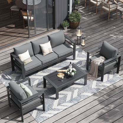 ELPOSUN Aluminum Patio Furniture Set, Metal Patio Furniture Outdoor Couch, Aluminum Patio Chairs