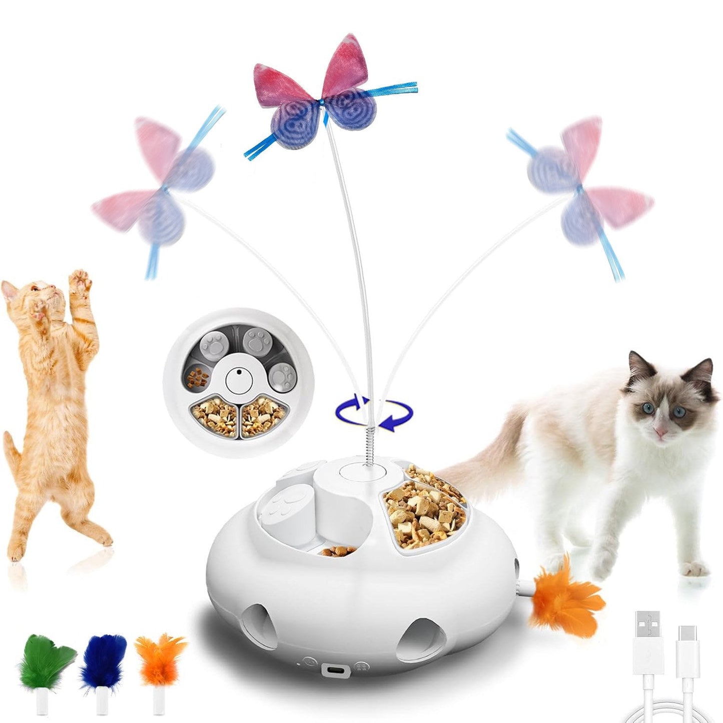 Cat Toys 1200mAh Interactive Cat Toy Indoor White Blue Color kitten Toys, Cat Toys for Indoor Cats