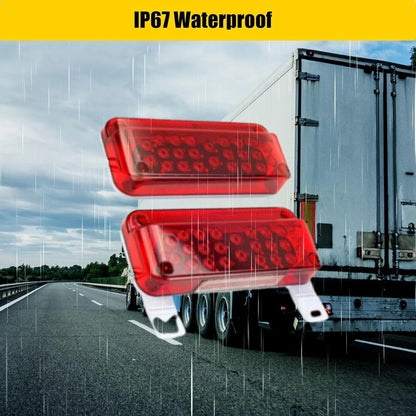 EXERAUO LED Trailer Light Kit RV Tail Light Brake Lights Rectangular RV Exterior Light 53 LED Camper Light with License Plate Holder For Trailer Camper Tractor