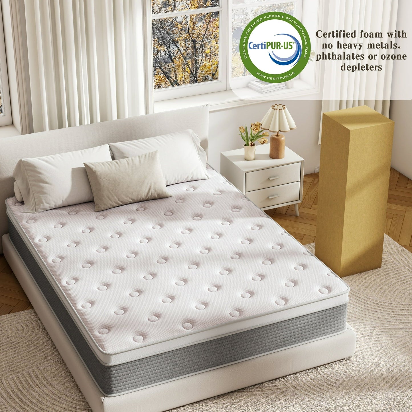 XLOLEHM 12" Queen Size Mattress, Memory Foam & Innerspring Mattress in a Box, Medium Comfort,Adult